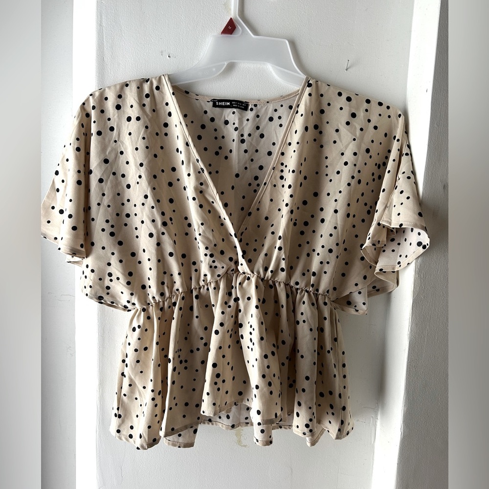 Cream polka dot top